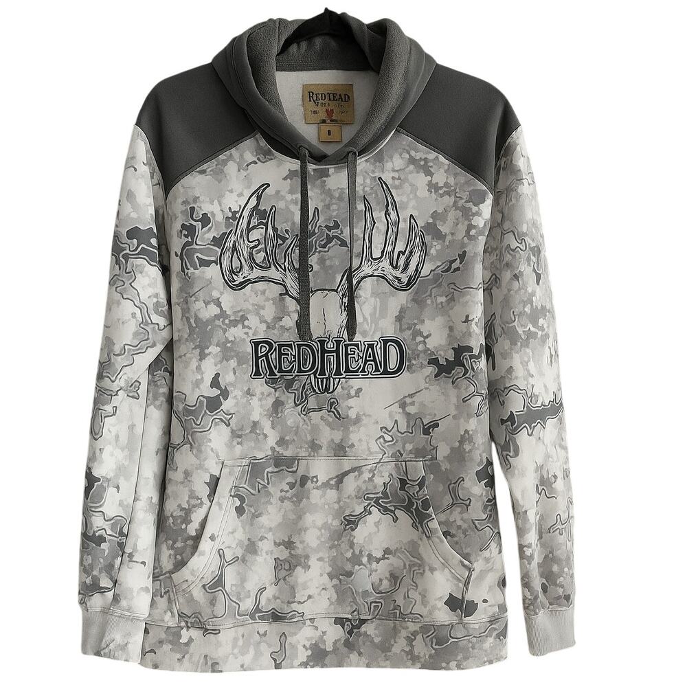 RedHead Viper Snow Camo Hoodie Deer Skull Graphic Men’s L Fleece